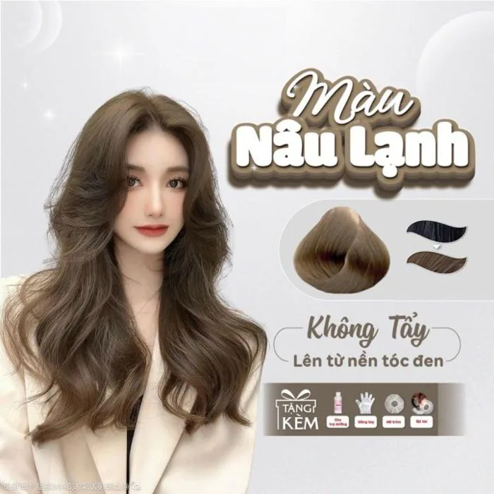 Thuốc nhuộm tóc màu tóc nâu lạnh - Không cần tẩy lên từ nền tóc đen tự nhiên - Tặng kèm lược mũ trùm găng tay - Lazada | Lazada Việt Nam