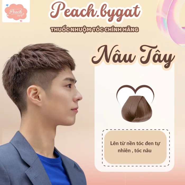 Thuốc nhuộm tóc Nam màu Nâu Tây không cần sử dụng thuốc tẩy tóc của  Peachbygat ,
