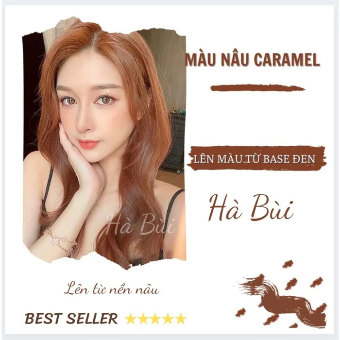 Thuốc Nhuộm Tóc Màu Nâu Caramel Siêu Đẹp Tặng Oxy Trợ Nhuộm Không Cần Tẩy  Tóc ( 8/33+Oxy)