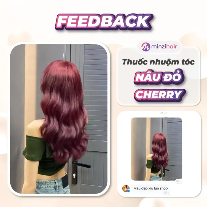 Thuốc nhuộm tóc NÂU ĐỎ CHERRY - Không tẩy, bền màu