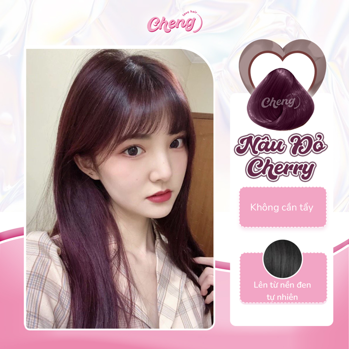 Thuốc Nhuộm Tóc Màu NÂU ĐỎ CHERRY Không Tẩy - Cheng Love Hair