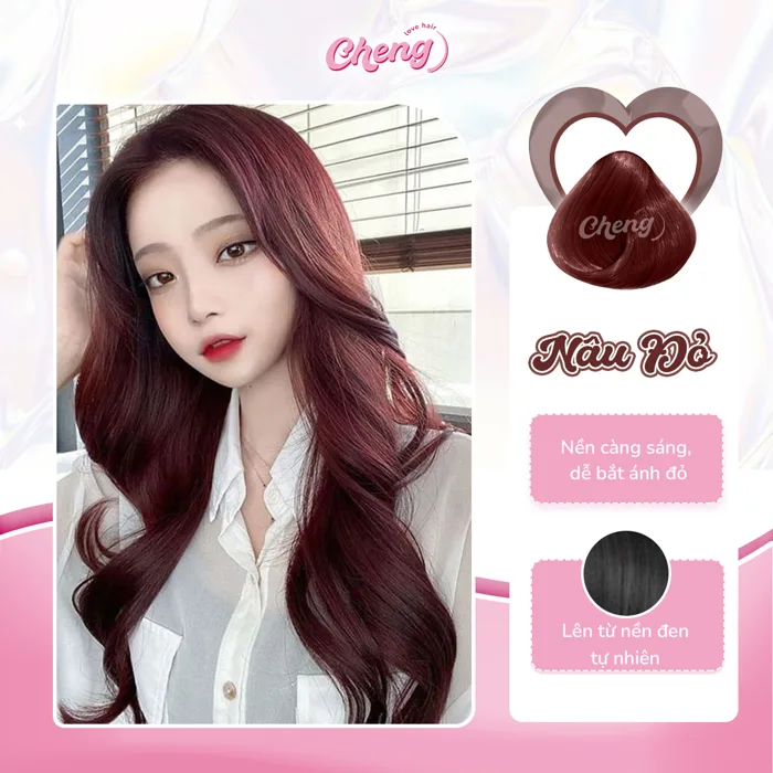 Thuốc Nhuộm Tóc Màu NÂU ĐỎ Không Tẩy - Cheng Love Hair