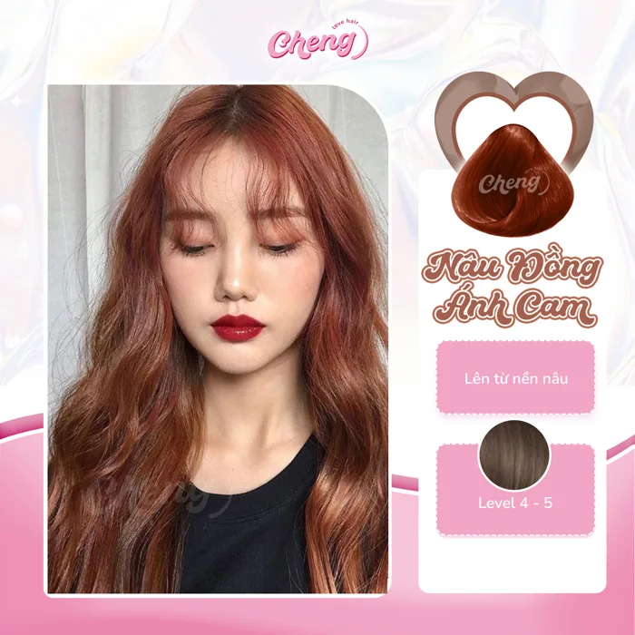 Thuốc Nhuộm Tóc Màu NÂU ĐỒNG ÁNH CAM Không Tẩy - Cheng Love Hair