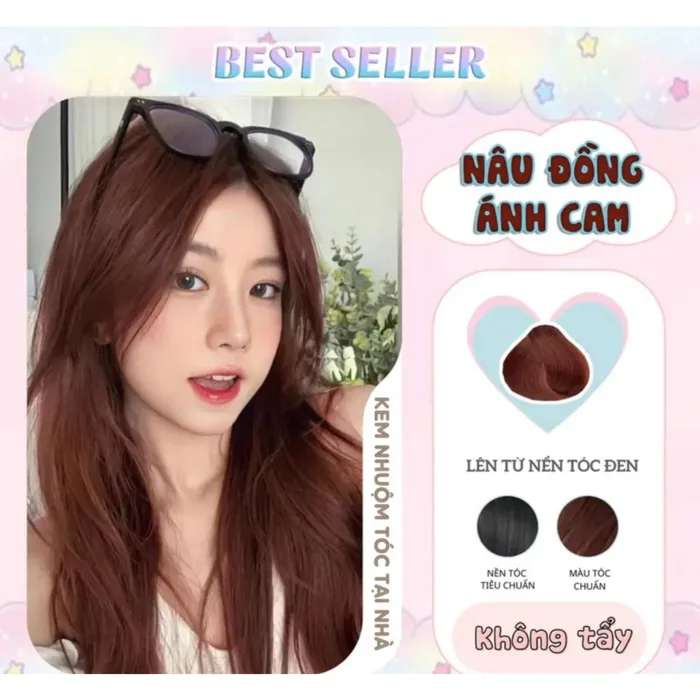Thuốc Nhuộm Tóc Tại Nhà Màu NÂU ĐỒNG ÁNH CAM Không Tẩy Tặng Kèm Oxy và Găng Tay | Lazada Việt Nam