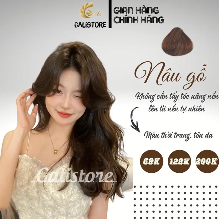 Thuốc nhuộm tóc màu Nâu gỗ Nâu trầm màu nhuộm thời trang không cần thuốc tẩy tóc nâng nền kèm oxy trợ nhuộm Galistore Thuốc Nhuộm Tóc Cao Cấp Siêu Dưỡng Galistore -