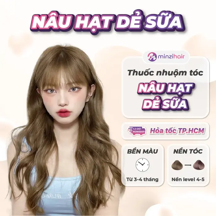 Thuốc nhuộm tóc NÂU HẠT DẺ SỮA - Không cần tẩy, tôn da