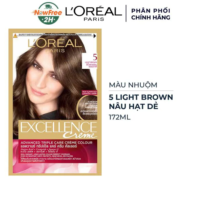 Màu Nhuộm L'Oreal Dưỡng Tóc Phủ Bạc 5 Nâu Hạt Dẻ 172ml