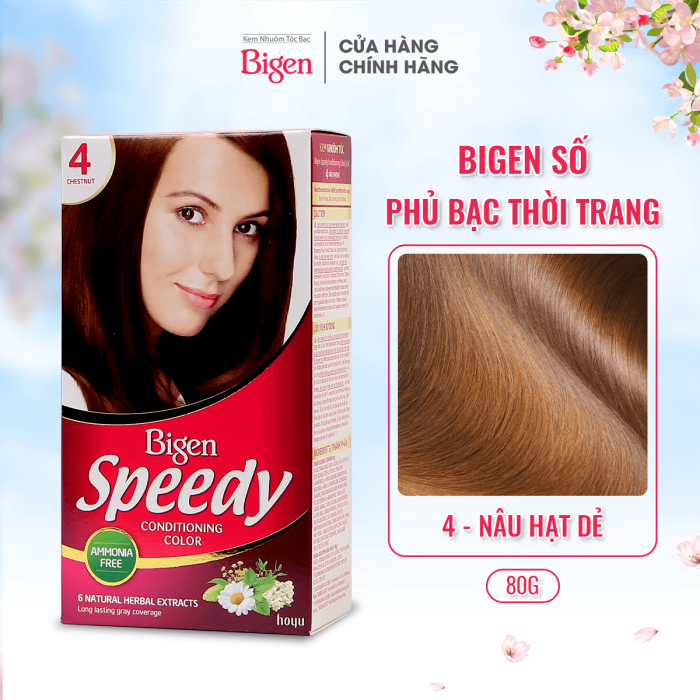 Thuốc Nhuộm Tóc Bigen Speedy Conditioning Color #4 Màu Nâu Hạt Dẻ 80Gr