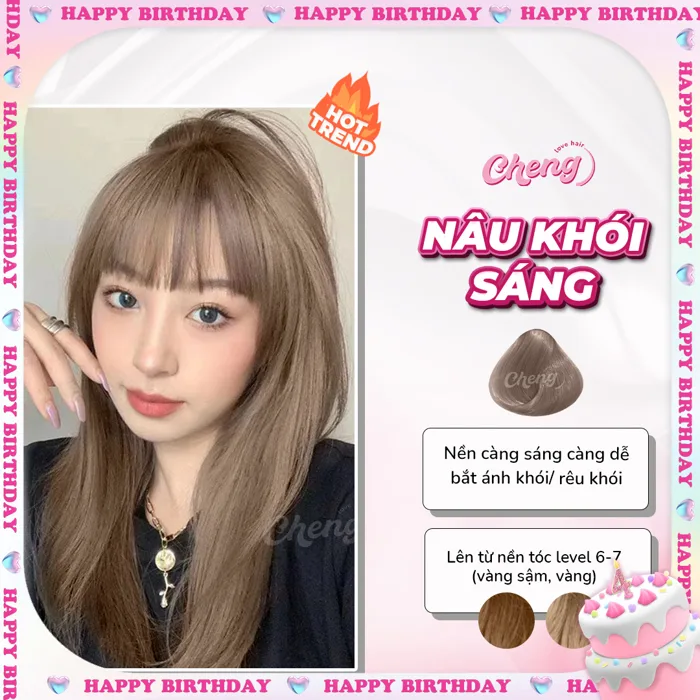 Thuốc Nhuộm Tóc Màu NÂU KHÓI SÁNG Không Tẩy - Cheng Love Hair