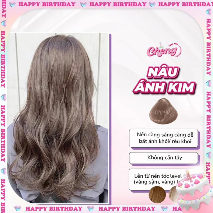 Thuốc Nhuộm Tóc Màu NÂU ÁNH KIM Không Tẩy - Cheng Love Hair