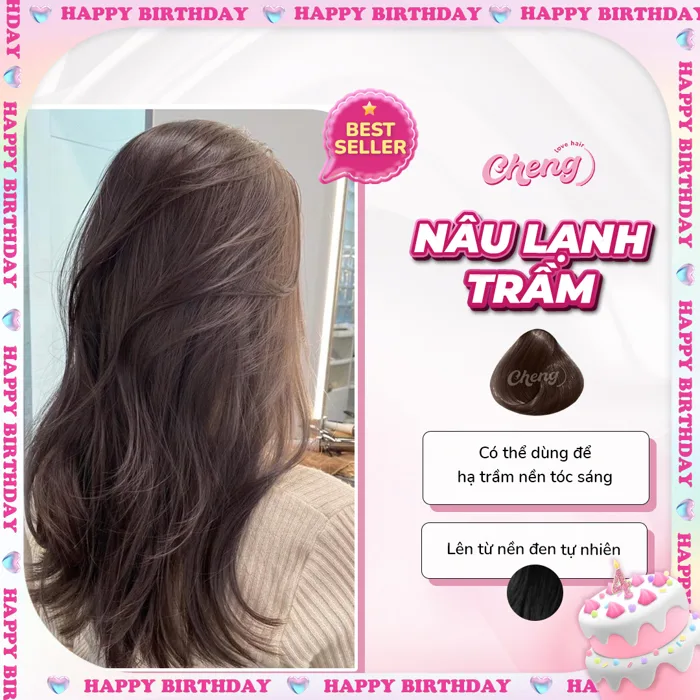 Thuốc Nhuộm Tóc Màu NÂU LẠNH TRẦM Không Tẩy - Cheng Love Hair