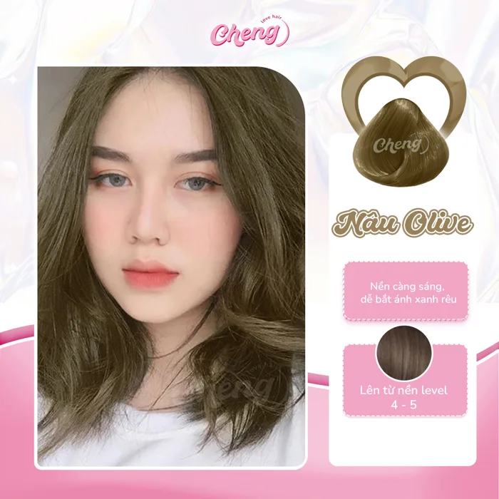 Thuốc Nhuộm Tóc Màu NÂU OLIU - NÂU OLIVE - Cheng Love Hair