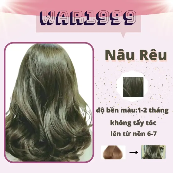 Thuốc nhuộm tóc màu NÂU RÊU thuốc nhuộm tóc tại nhà nữ nam giá rẻ màu nâu