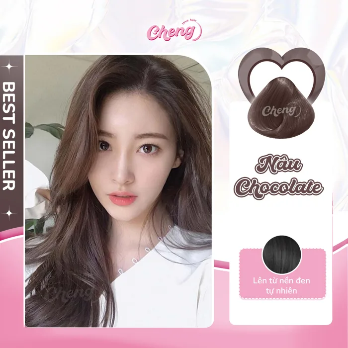 Thuốc Nhuộm Tóc Màu NÂU SOCOLA - NÂU CHOCOLATE Không Tẩy - Cheng Love Hair Thuốc Nhuộm Tóc Màu NÂU SOCOLA - NÂU CHOCOLATE Không Tẩy - Cheng Love Hair