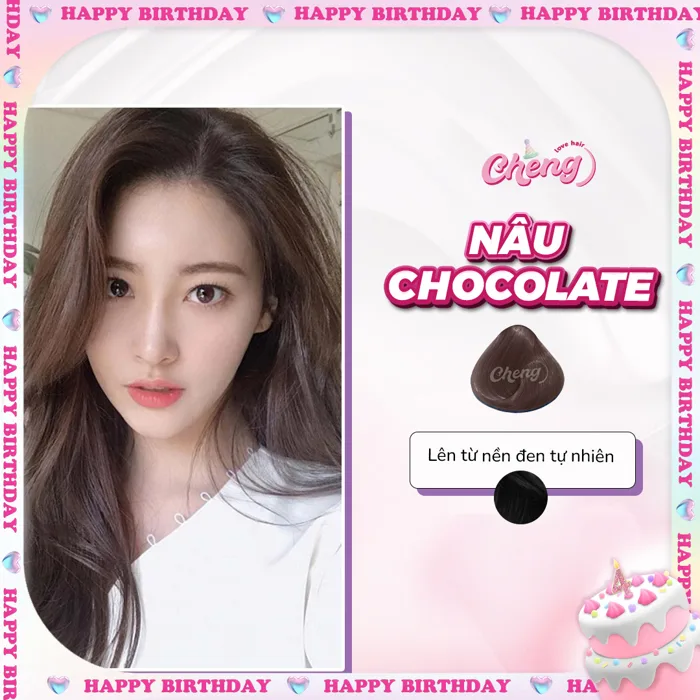 Thuốc Nhuộm Tóc Màu NÂU SOCOLA - NÂU CHOCOLATE Không Tẩy - Cheng Love Hair Thuốc Nhuộm Tóc Màu NÂU SOCOLA - NÂU CHOCOLATE Không Tẩy - Cheng Love Hair
