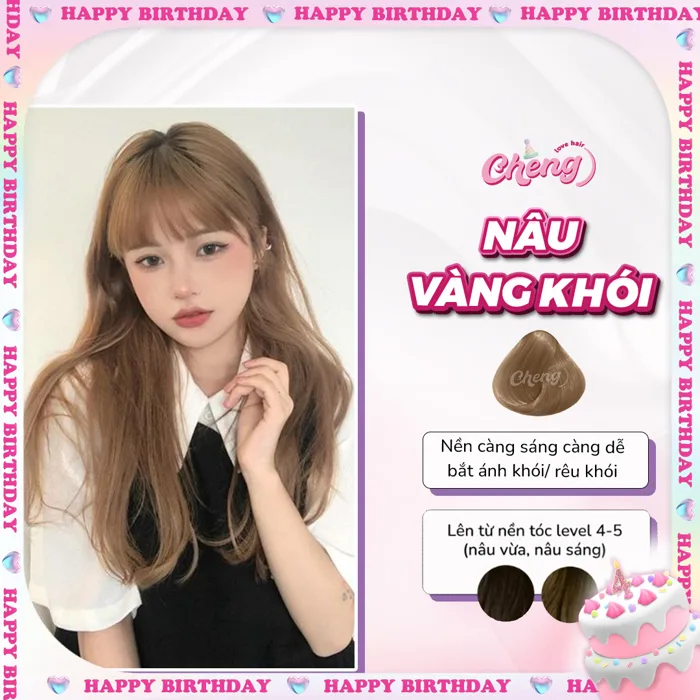 Thuốc Nhuộm Màu NÂU VÀNG ÁNH KHÓI Không Tẩy - Cheng Love Hair