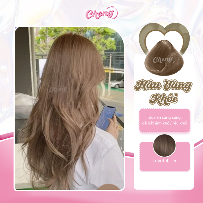 Thuốc Nhuộm Màu NÂU VÀNG ÁNH KHÓI Không Tẩy - Cheng Love Hair