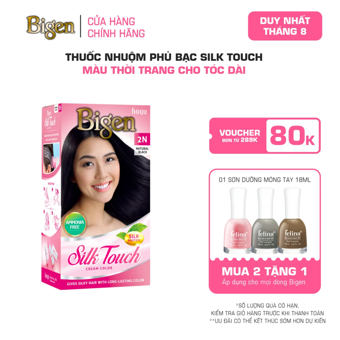 Thuốc Nhuộm Tóc Phủ Bạc Tại Nhà Bigen Silk Touch - Phủ Bạc Thảo Dược, Màu  Thời Trang, Dưỡng Tóc Mềm Mượt 135ml