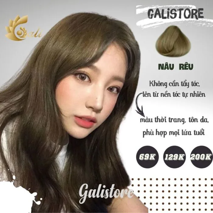 nhuộm tóc nâu rêu khói trầm màu rêu đen kèm oxi trợ nhuộm không cần tẩy tóc  Galistore Nhuộm Tóc Siêu Dưỡng 129K Nhuộm Tóc Cao Cấp 180K Nhuộm Tóc Từ Tinh