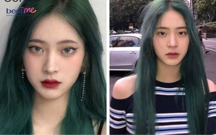 7 kiểu nhuộm tóc màu xanh rêu khói cực trendy 2026