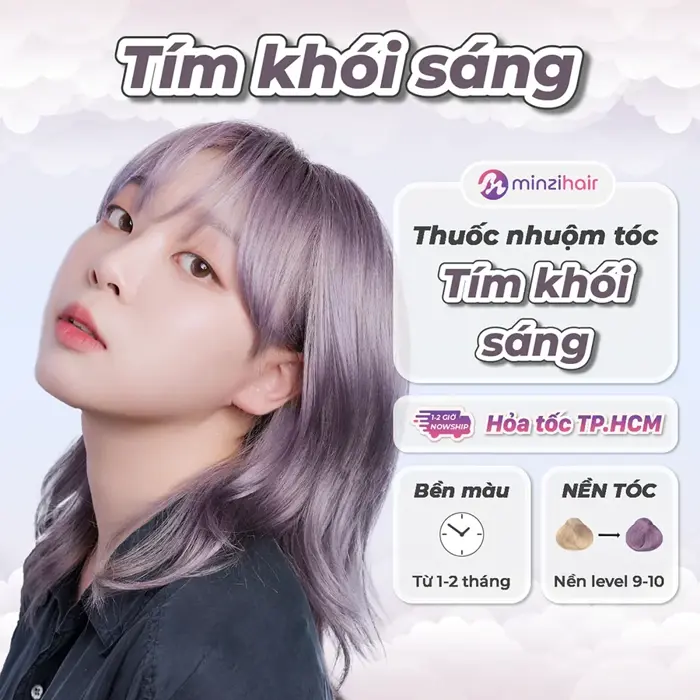 Thuốc nhuộm tóc màu TÍM KHÓI SÁNG Minzihair - Cần tẩy tóc