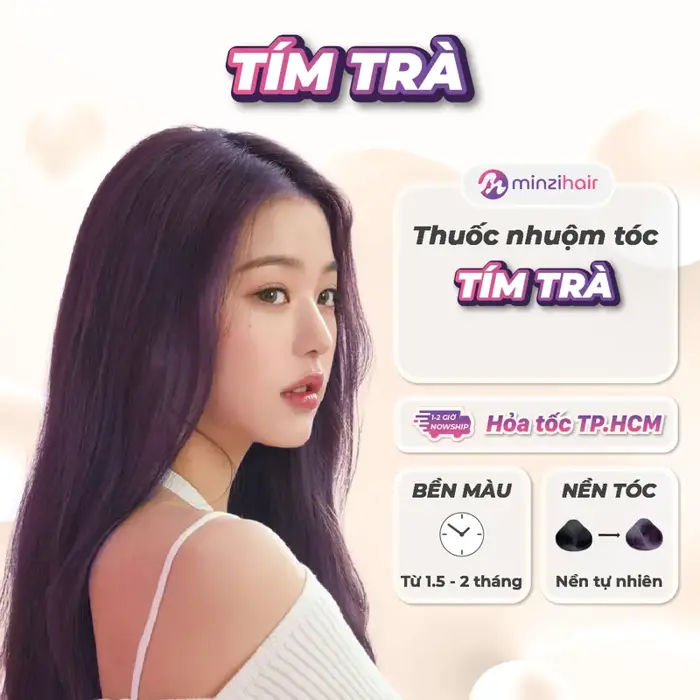 Thuốc nhuộm tóc TÍM TRÀ - Không tẩy tóc, Bật tone da
