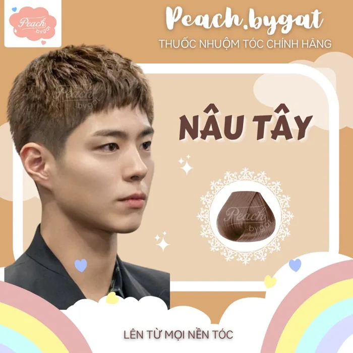 Thuốc nhuộm tóc Nam màu Nâu Tây không cần sử dụng thuốc tẩy tóc của  Peachbygat ,