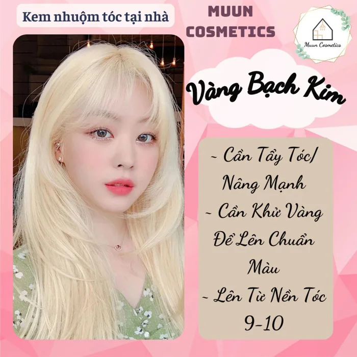 Thuốc Nhuộm Tóc Màu Vàng Bạch Kim (Tặng Kèm Oxy + Chụp Tóc + Bao Tay)
