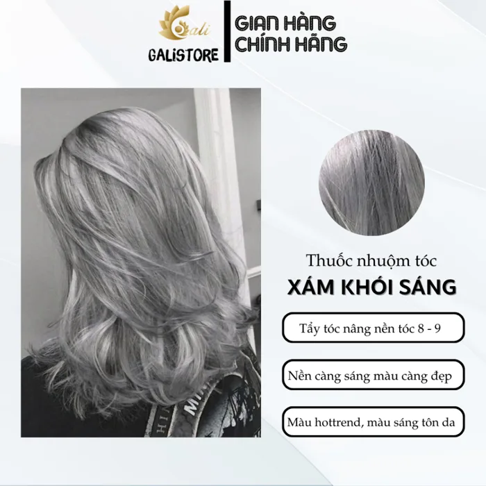 Thuốc nhuộm tóc màu xám khói sáng tặng kèm oxy trợ dưỡng Galistore