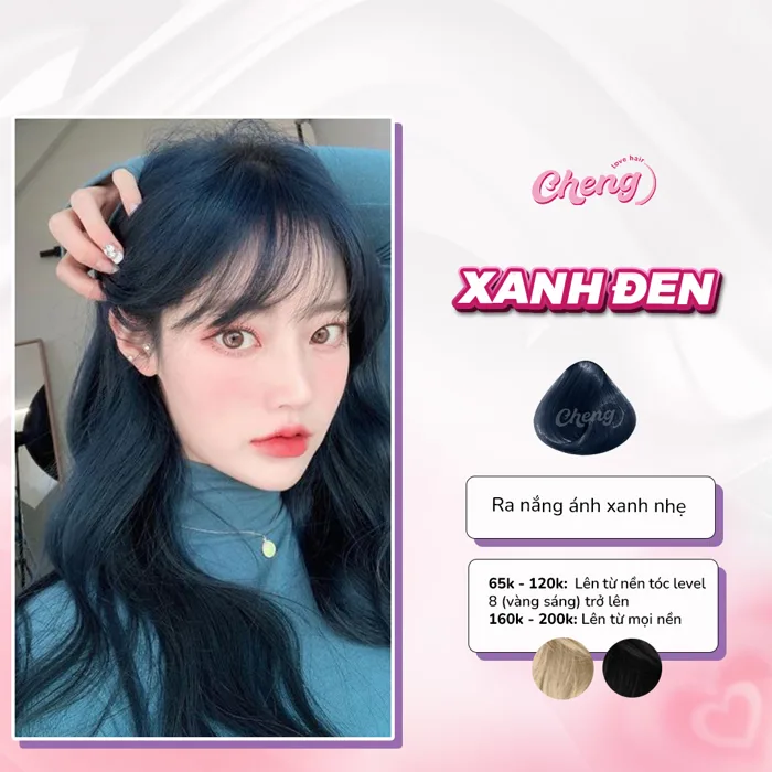 Thuốc Nhuộm Tóc Màu XANH ĐEN, Xanh Than, Xanh Dương - Cheng Love Hair