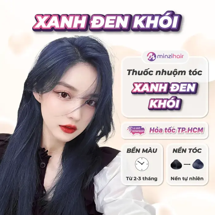 Thuốc nhuộm tóc XANH ĐEN KHÓI - Không tẩy, lên màu chuẩn