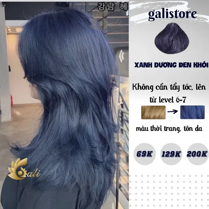 Thuốc nhuộm tóc màu xanh dương đen khói + tặng kèm trợ dưỡng Galistore |  Lazada Việt Nam