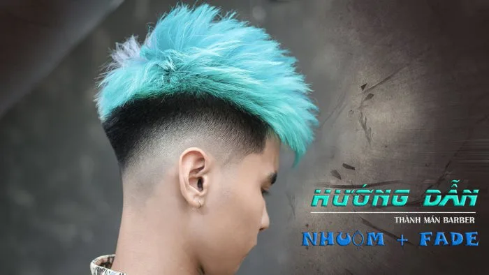 Nhuộm màu xanh ngọc + Mid Fade - How To Fade | Thành Mán Barber