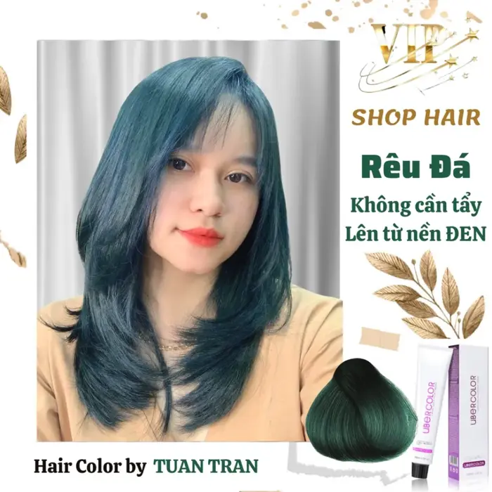 Thuốc nhuộm tóc xanh rêu đá, màu nhuộm xanh rêu đá không tẩy, lên từ nền đen, tặng găng tay và oxy | Bill Hair, Billhair | Lazada Việt Nam