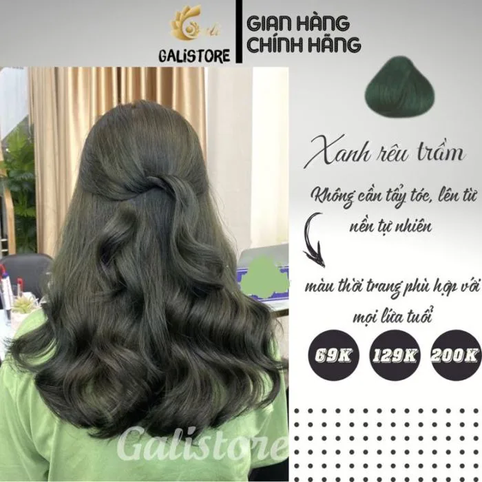 Thuốc nhuộm tóc Xanh rêu trầm nhuộm tóc màu xanh rêu đen/ Đen rêu không cần Thuốc tẩy tóc tặng oxy trợ nhuộm Galistore Thuốc Nhuộm Tóc Siêu Dưỡng Và Dưỡng Vừa -
