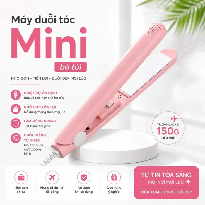 Máy duỗi tóc mini cầm tay | Máy kẹp tóc nhỏ gọn dễ mang theo