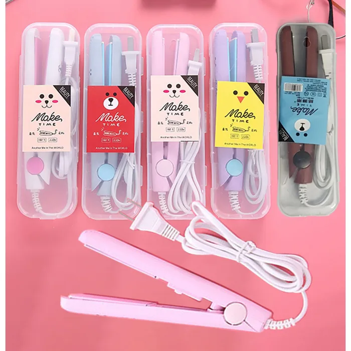 Máy Ép Tóc Mini Cầm Tay Nhỏ Gọn Tiện Lợi, Máy kẹp duỗi tóc mini hình thú có  hộp nhựa đựng, Máy là mái bay mái pháp