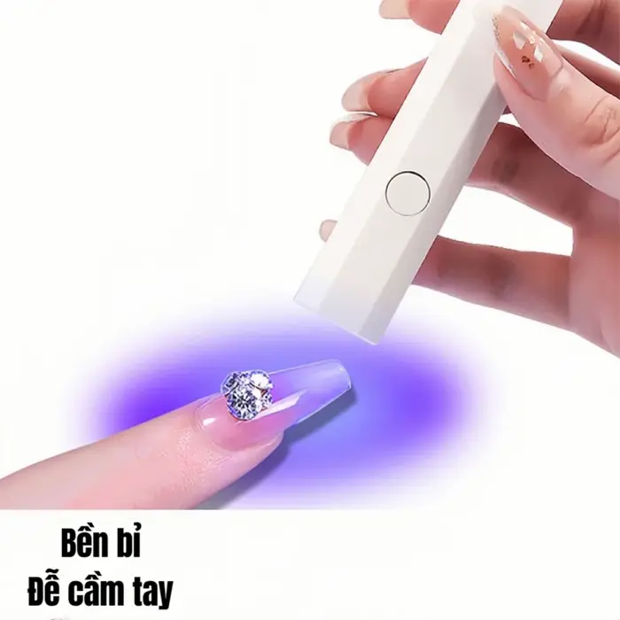 Đèn hơ móng mini 1 ngón tích điện công suất 3W - Máy hơ gel nail 1 bóng cầm  tay