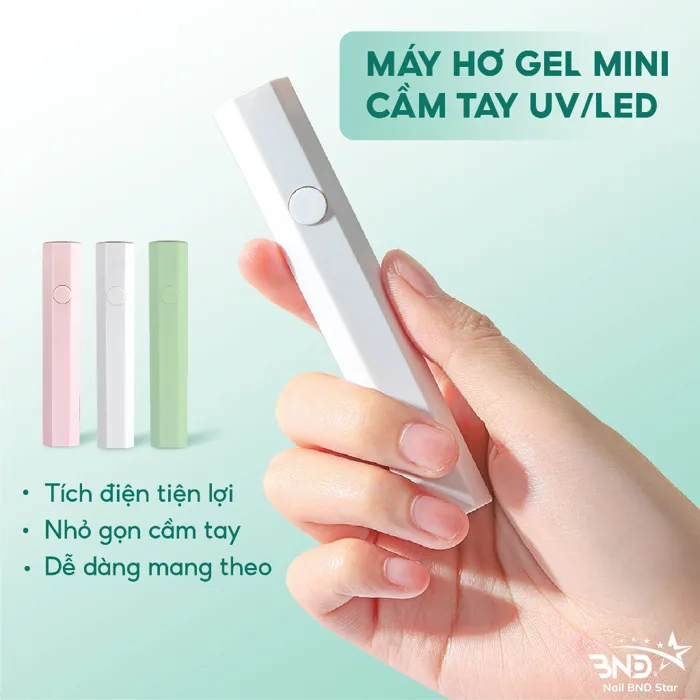 Máy hơ gel mini tích điện 3W - Đèn hơ móng nail mini cầm tay 1 ngón tiện  lợi bảo hành 1 tháng