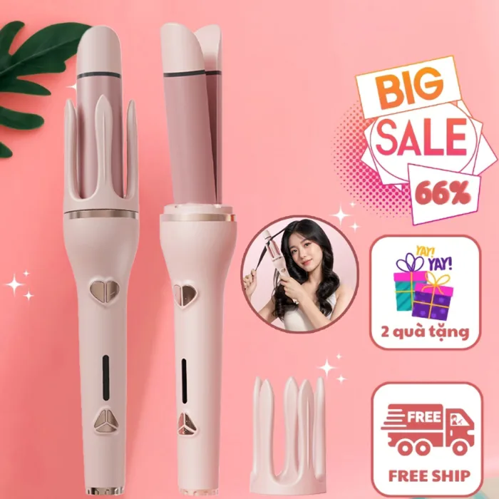 Máy Uốn Tóc Xoăn Tự Động EXTRA Trục 32mm, Máy Uốn Xoăn Tạo Kiểu Tóc 3 trong  1 Uốn Xoăn, Ép Duỗi Tóc, Cúp Đuôi
