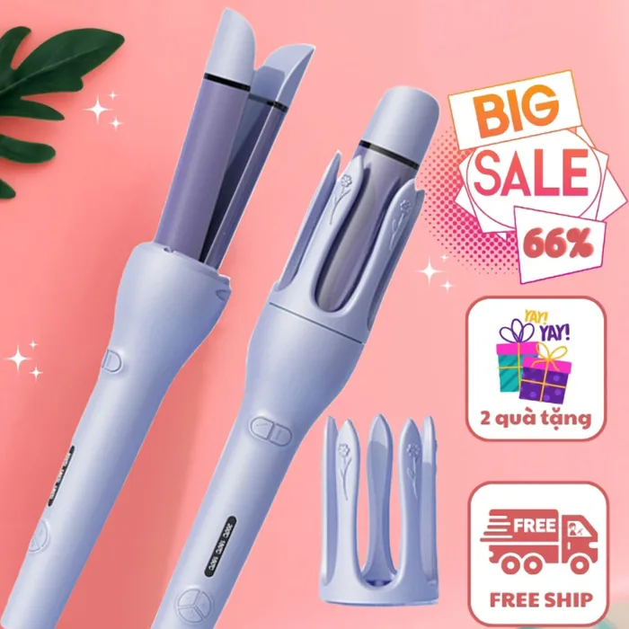 Máy Uốn Tóc Xoăn Tự Động EXTRA Trục 32mm, Máy Uốn Xoăn Tạo Kiểu Tóc 3 trong  1 Uốn Xoăn, Ép Duỗi Tóc, Cúp Đuôi