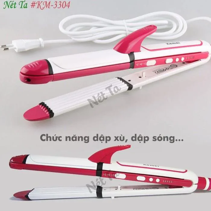 Máy làm tóc đa năng 3 in 1 duỗi uốn bấm Kemei KM-3304
