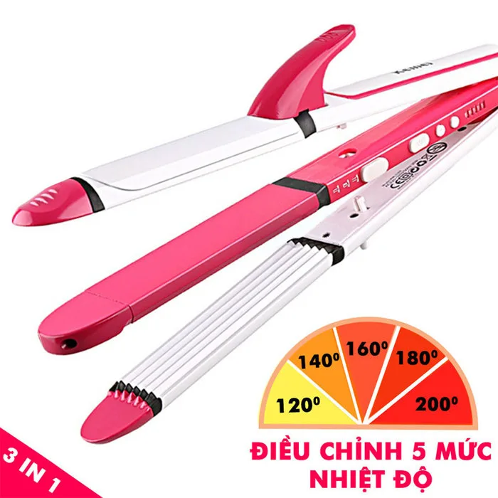 Máy làm tóc đa năng 3 in 1 duỗi uốn bấm Kemei KM-3304