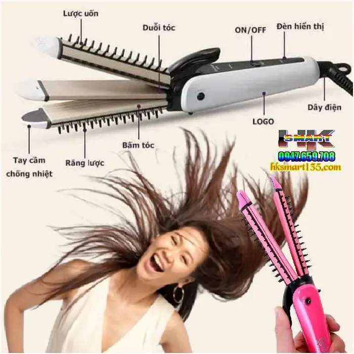 Máy làm tóc 3in1- Lược điện Nova đa năng cho bạn những kiểu tóc đẹp |  HK.SMART SHOP