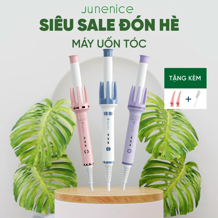 Máy uốn tóc tự động June Nice chuyên nghiệp dành cho nữ, tự động quayn tạo  nếp tóc tự nhiên, đơn giản dễ sử dụng