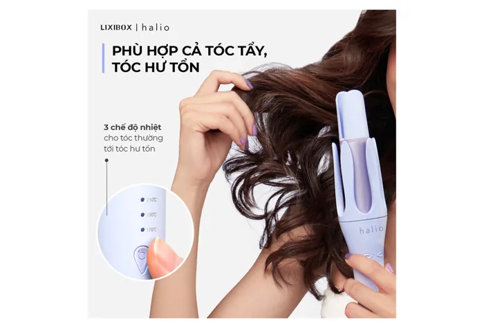 Máy Uốn Tóc Tự Xoay Ion Âm Halio instaCurl Premium Automatic Hair Styler  Periwinkle | Lixibox
