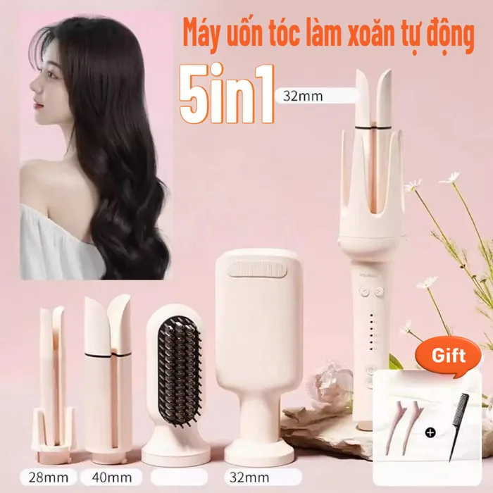 Dụng cụ chăm sóc tóc Nữ , máy uốn tóc xoăn tự động 3 trục thay đổi đường  kính uốn 28mm, 32mm 40mm và 1 đầu lược | Shopee Việt Nam