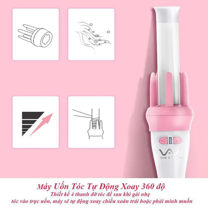 Máy Uốn Tóc Xoay Tự Động Vivid & Vogue - Gia Dụng Tiện Ích Máy Uốn Tóc Xoay Tự Động Vivid & Vogue - Gia Dụng Tiện Ích