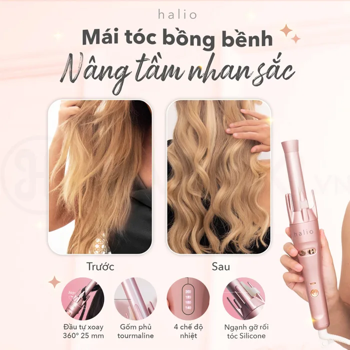 Máy Uốn Tóc Halio Tự Xoay 360 Độ Ion Âm Màu Rose Gold | Hasaki.vn Máy Uốn Tóc Halio Tự Xoay 360 Độ Ion Âm Màu Rose Gold | Hasaki.vn