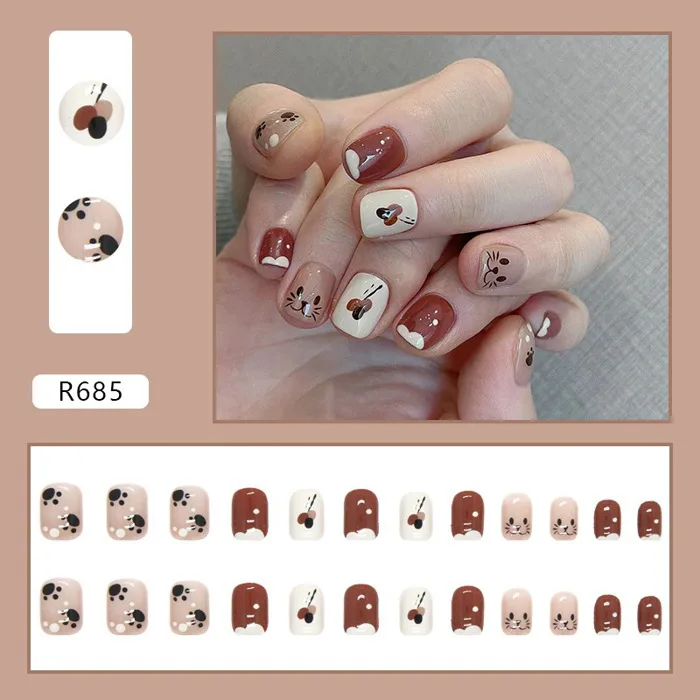 [Có sẵn] Bộ 24 móng tay giả (false nail) dễ tháo lắp sang trọng mẫu mới -  tặng kèm keo MO08
